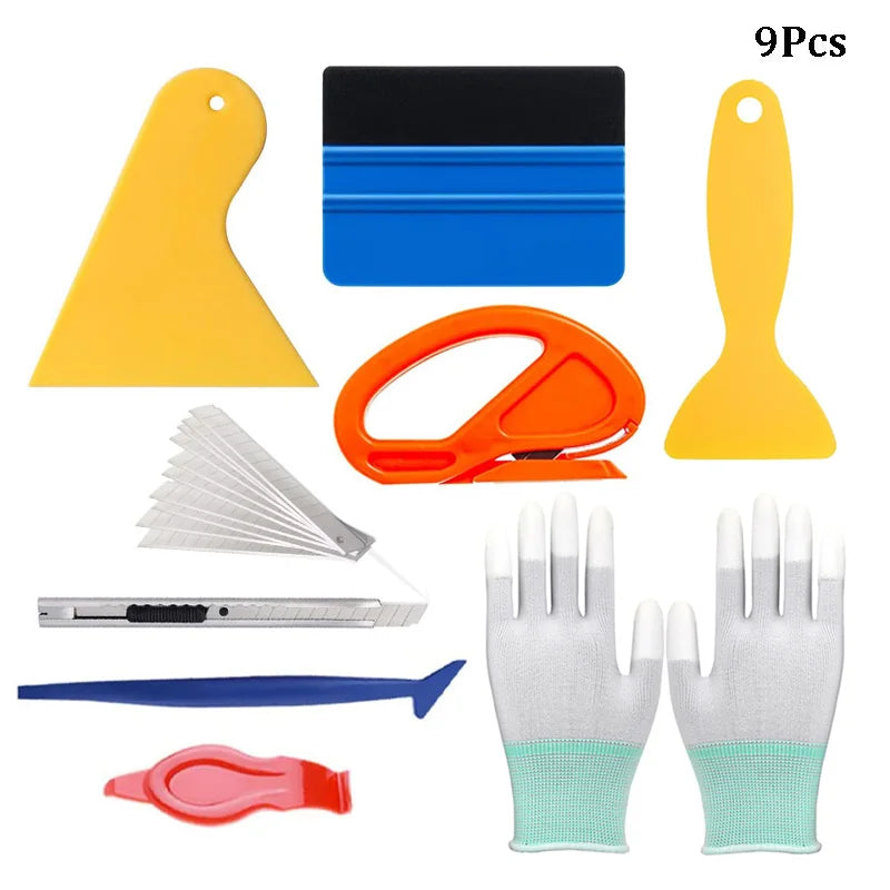 Car Vinyl Wrap Tools Kit Felt Squeegee Wrapstick Hook Film Wrap Magnet Holders Knife Cutter Auto Window Tint Tools Vinyl Scraper