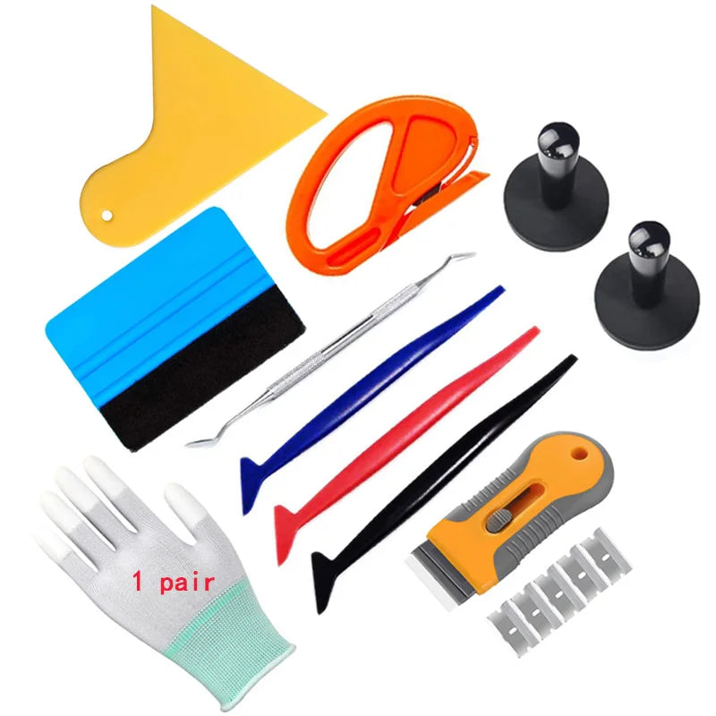 Car Vinyl Wrap Tools Kit Felt Squeegee Wrapstick Hook Film Wrap Magnet Holders Knife Cutter Auto Window Tint Tools Vinyl Scraper