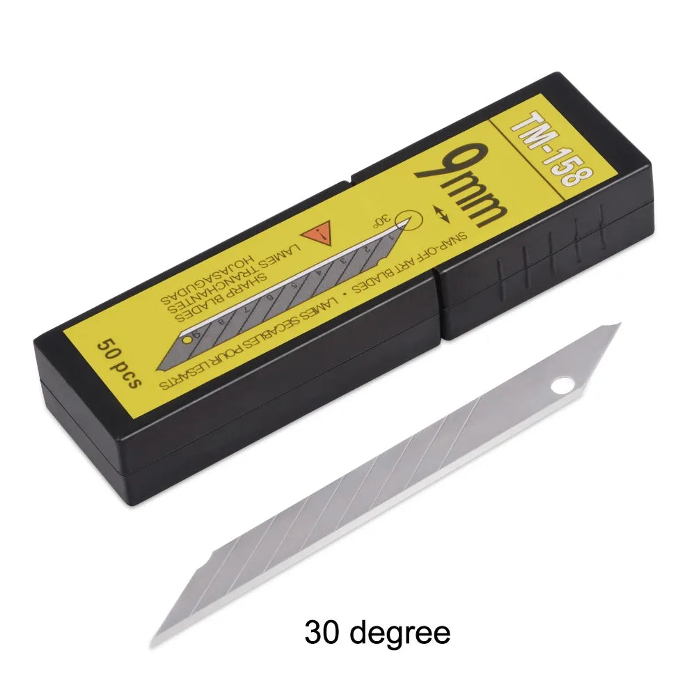 EHDIS 50/100pcs Carbon Steel Replacement Blades 30 Degree Snap Off Knife Cutter Spare Blade Car Wrap Vinyl Film Cutting Tools