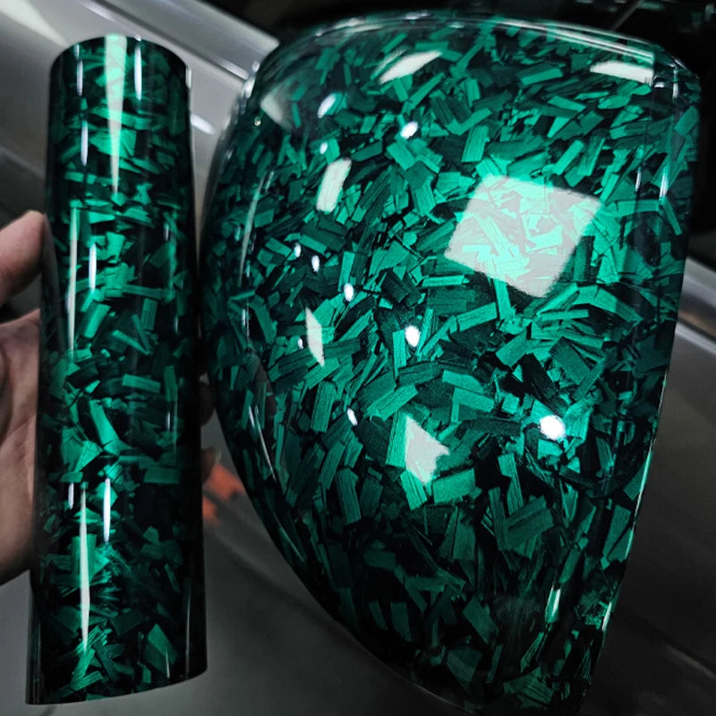 High Glossy Green Forged Carbon Fiber Vinyl Wrap Film Adhesive Motorcycle Scooter Car Decal Wrapping