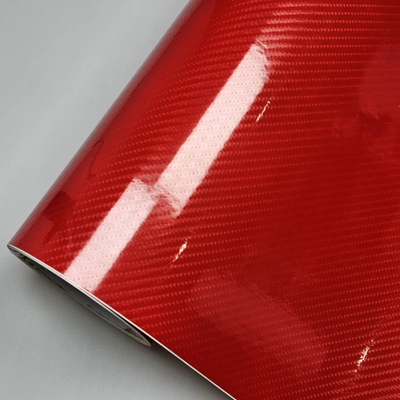 High Glossy Red Adhesive Car Vinyl for Car Stickers Car Accessories Tuning 6D Carbon Fiber for Motorcycle Decal Wrapping