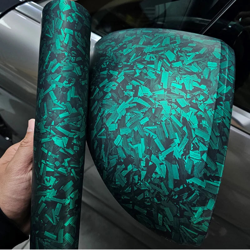 High Quality Matte Green Carbon Forged Vinyl Wrap Film Car Rearview mirror Stickers for motorcycle Wrapping Foil With PET Liner