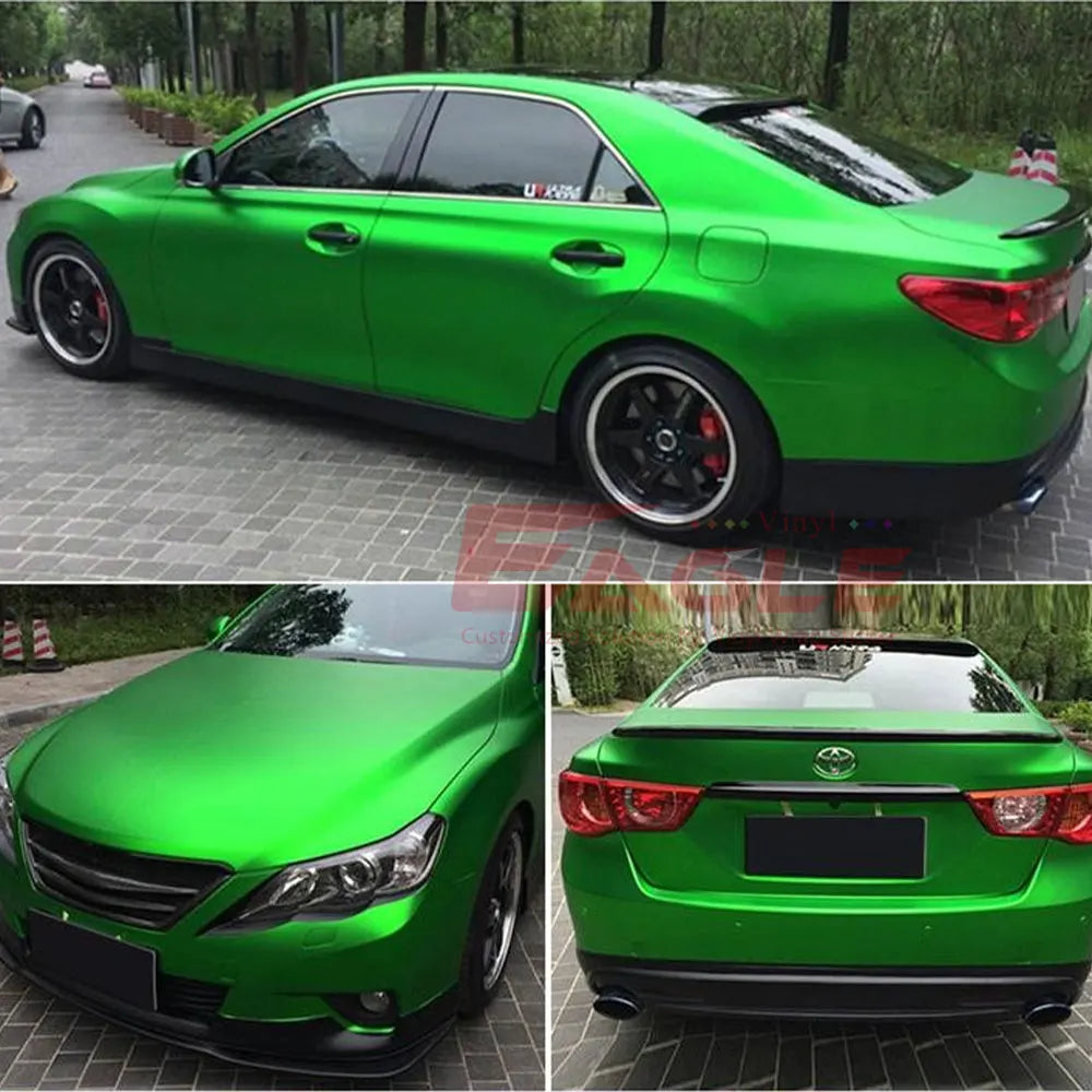 1.52*18M Car Protective Film Gloss Metallic Green Grey Adhesive Car Body Wrap Film