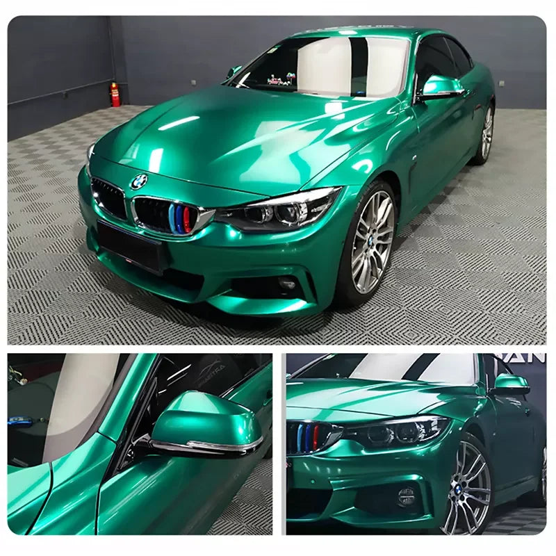 1.52*18M Car Protective Film Gloss Metallic Green Grey Adhesive Car Body Wrap Film